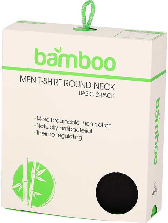 T-shirt homme Apollo Bambou - Col rond - 2-pack - Noir - XL