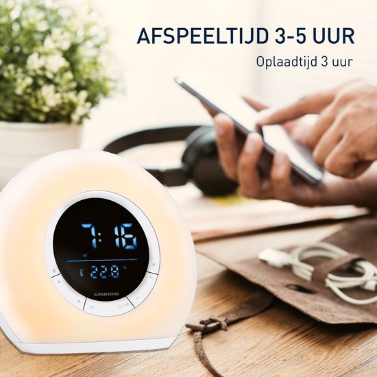 Grundig Wake-Up Light Alarm Clock - Réveil numérique avec radio et Bluetooth - Réveil lumineux avec affichage LED - Réveil lumineux - Blanc