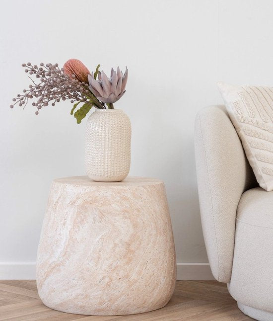 House Nordic - Table d'appoint Bonn - Design scandinave - Rond - Naturel - Ø47,5 cm - Compact - Durable - Fiberclay