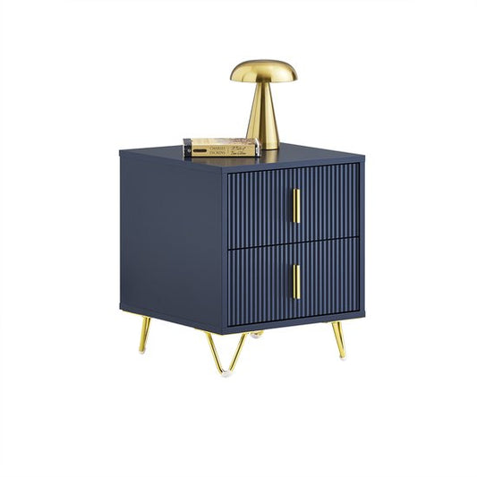 SoBuy Table de chevet, table de chevet avec 2 tiroirs, table d'appoint moderne pour la chambre et le salon, bleu, 40 x 40 x 47 cm FBT115-B