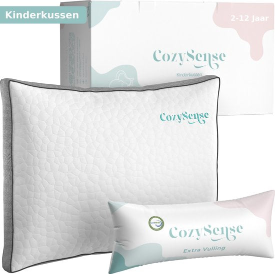 CozySense® Oreiller d'enfant - Oreiller d'enfant - Oreiller pour tout-petits - Mousse à mémoire de forme déchiquetée + microfibres - Technologie de refroidissement - Rembourrage - 100g de mousse supplémentaire inclus - 40x55 cm - Enfants de 2 à 12 ans