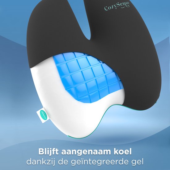 CozySense® Back Support - Coussin lombaire réglable - Coussin lombaire pour la voiture, la chaise de bureau, le lit et le canapé - Ergonomique - Avec Coolgel - Fermeté douce - Housse lavable
