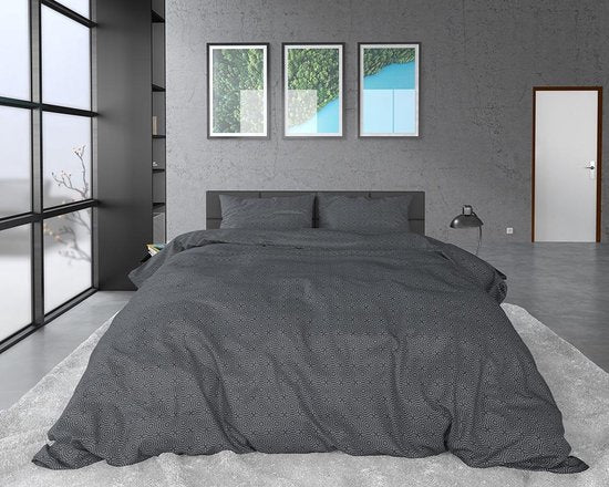 Sleeptime Flannel Jason - Housse de couette - Single - 140x200/220 + 1 taie d'oreiller 60x70 - Anthracite