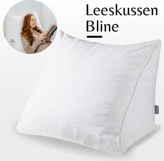 Bline Coussin de lecture blanc - Siège de lecture avec mousse à mémoire de forme - Coussin de lecture pour lit et canapé - Coussin dorsal avec poche latérale - Support dorsal ergonomique - Coussin de lecture - Blanc