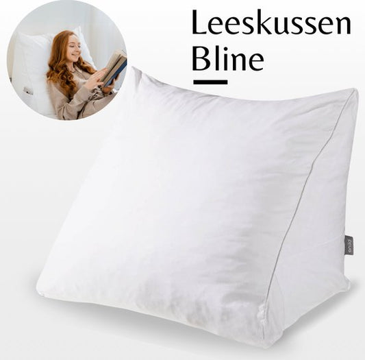 Bline Coussin de lecture blanc - Siège de lecture avec mousse à mémoire de forme - Coussin de lecture pour lit et canapé - Coussin dorsal avec poche latérale - Support dorsal ergonomique - Coussin de lecture - Blanc