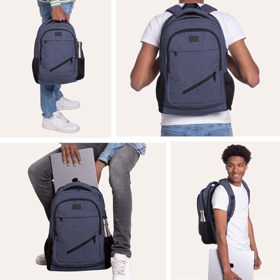 TRVLMORE Sac à dos - 36L - 17 inch - Sac à dos pour ordinateur portable - Sac d'école - Homme et Femme - Sacoche pour ordinateur portable - Splashproof Blue