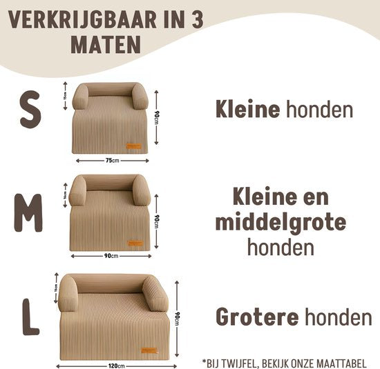 By Cee Cee Original Dog Rug Bench - Panier pour chien - Premium - Entièrement zippé - Tissu côtelé - Mocha Taupe - 75x90 - Taille S