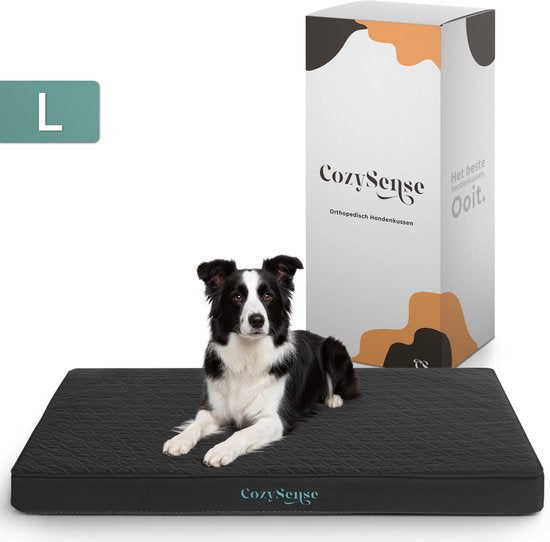 CozySense® Coussin orthopédique pour chien 90 X 55 cm - Taille L - Imperméable - Convient comme coussin de banc et lit pour chien - Housse lavable - Noir