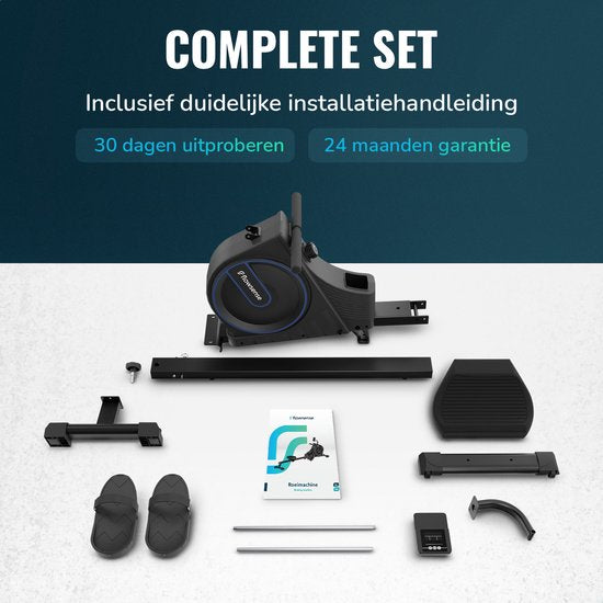 Rameur Flowsense - Rameur pliable - Silencieux - Rameur magnétique - Entraîneur de rame - 16 niveaux de résistance - Moniteur LCD