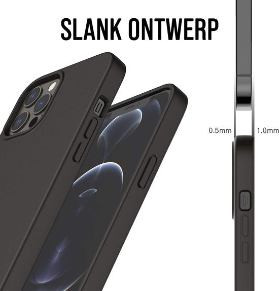 Podec Phone Case Black Suitable For iPhone 12 pro max Case And Screen Protector Protective Glass