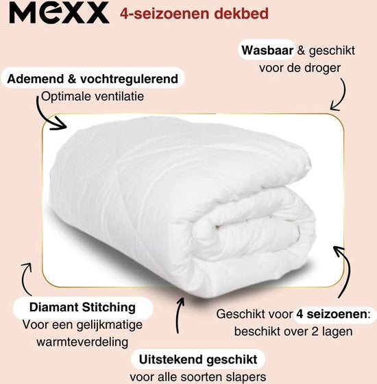 Mexx - Couette 4 saisons - 200×200 cm - couette été et hiver - duvet synthétique - anti-allergie - anti-acariens