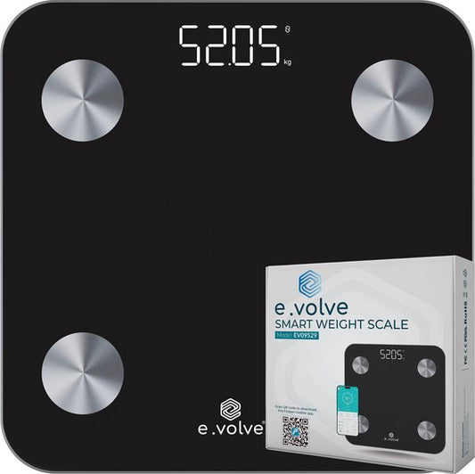 e.volve Scale Personal Scale Digital - 20x - Black - Smart Scale with Body Analysis - Precision Scales - Scales - Digital Scale - Incl. App.