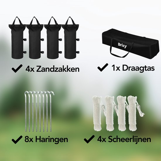 Brixy Party Tent - Pliable - Facile à monter - 3x3m - Imperméable - Pavillon - Sac de transport inclus - Crème