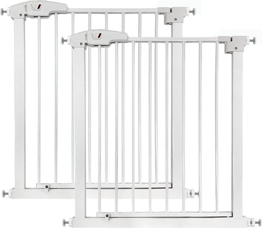 Goliving Porte d'escalier sans perçage - 2 pièces - 75 à 103 cm - Fixation par pince - Modèle à pince - Extensible - Métal - Barrière pour enfants - Barrière pour chiens - Blanc