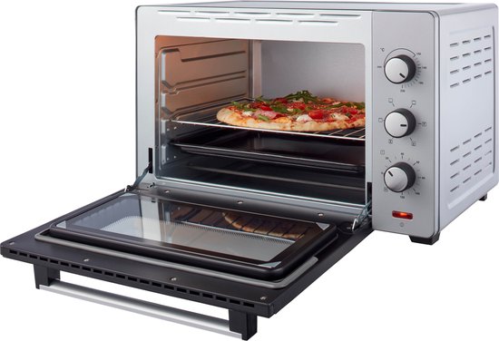 Tomado TEO4500S - Four posable - 45 Litres - 2000 Watt - Air chaud - 3 niveaux d'encastrement - Argent