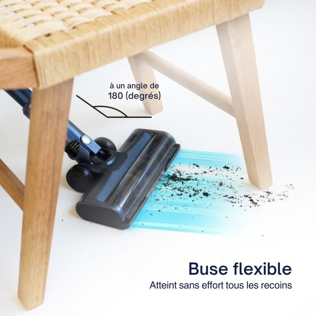 Aspirateur bâton sans fil - Samako - CleanDetect Lite 250W - 2 accessoires - Pas de sac sur la batterie - bleu foncé