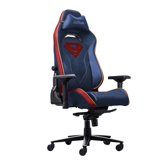 Trust GXT 721SM Ruya Pro Superman Edition - Premium Gaming Chair - Coussin pour la nuque - Support dorsal réglable - Hauteur réglable - Dossier et accoudoirs réglables - Superman Blue