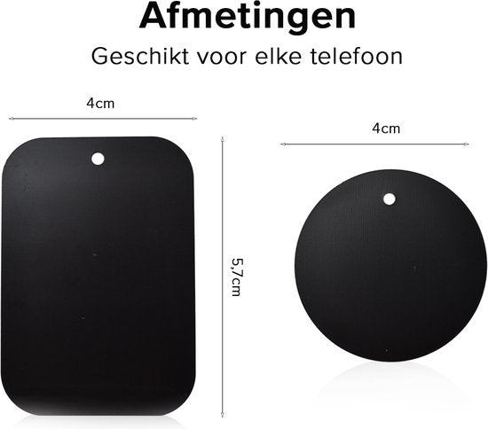 Plaques métalliques - Aimant pour voiture - Téléphones portables - Support pour téléphone de voiture - Autocollant - Sticker - Lot de 4