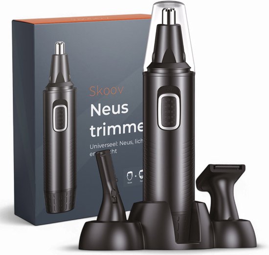 Skoov Tondeuse nez 3 en 1 - Nez, oreilles et sourcils - Pour hommes et femmes - Tondeuse pour poils de nez - Rechargeable