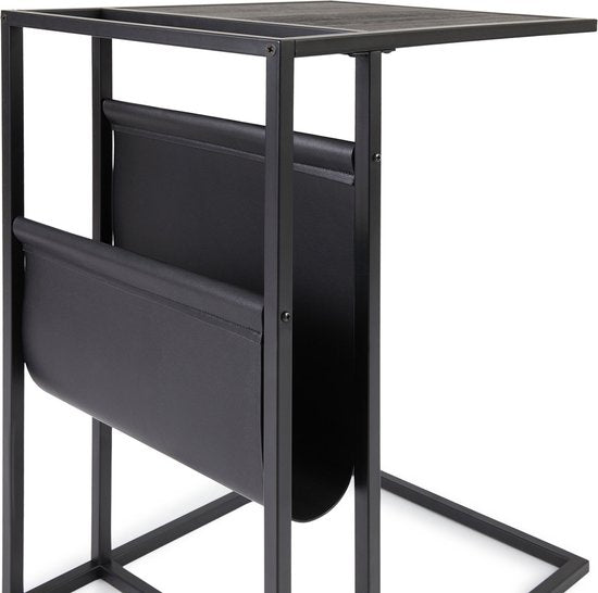 Lifa Living Porte-revues Manhattan Noir- Bois, Cuir Pu - Noir- 35x45x63 (LxLxH)
