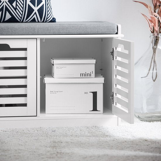 SoBuy FSR23-II-W Banc d'entrée - Banc à chaussures blanc avec rangement