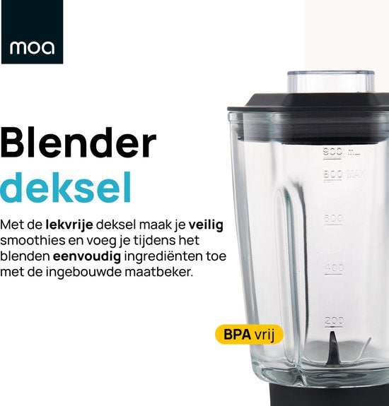 MOA Cruche en verre - Pour blender ou smoothie maker - Cruche robuste pour blender - Convient pour MOAMBC10 et MOAMB10B - 900ml