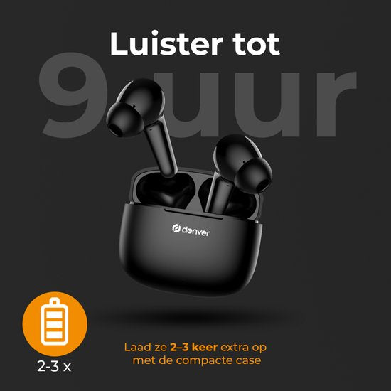 Ecouteurs Denver - Ecouteurs légers - 6 heures d'écoute - Bluetooth 5.3 - TWE48