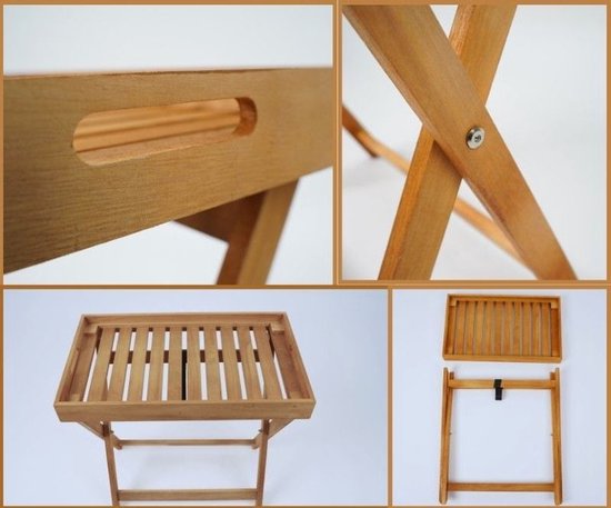 Ceruzo Table d'appoint Malibu - Pliable - Plateau - 50 cm - Bois de paulownia
