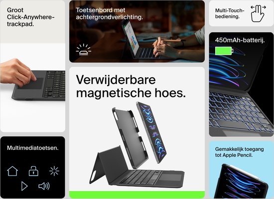 Belkin Étui quotidien avec clavier et support pour iPad Air 10.9/11" et iPad Pro 11" - AZERTY