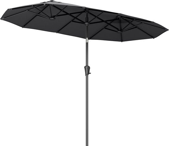 LifeGoods Parasol double - jardin - 160x300cm - jusqu'à 8 personnes - imperméable - UPF50+ - gris foncé