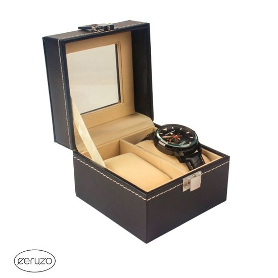 Boîte à montres - 2 boîtes à montres coussins - Noir - Unisexe- Boîte de rangement de luxe - 11x11 x 8 cm