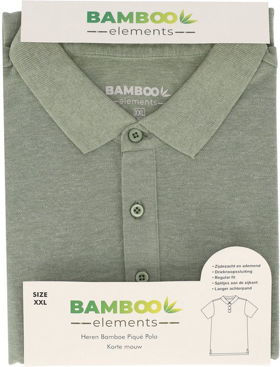 Bamboo Elements - Polo Hommes - Vert XL - Polo Hommes - Manches courtes - Tissu Pique - T Shirt Hommes - Bamboo