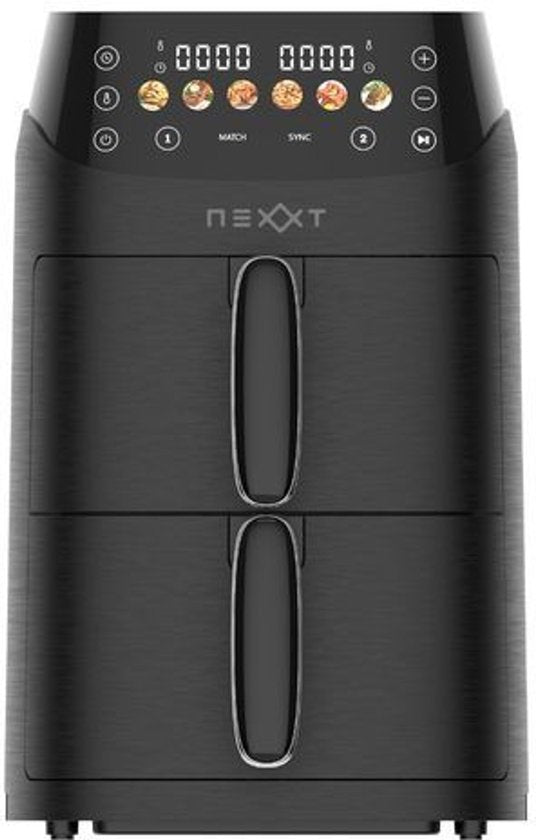 Nexxt Double Stack Airfryer - 2x 2.5L - Compact et peu encombrant - 2 plats à la fois - Idéal pour les petites cuisines