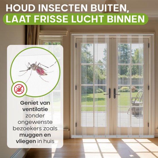 O'DADDY® Fly Curtain Slat Screen - 150x260 cm - Rideau de porte - Porte - Design ajustable - Fibre de verre - Moustiquaire de porte blanche