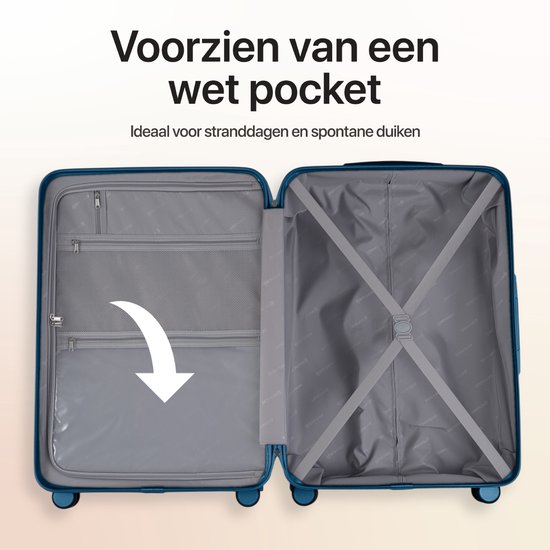 SKYCASES Classic Heritage - Grande valise de voyage - Serrure TSA - 76x52x30 cm - 100L - Valise à roulettes XL - Roues silencieuses à 360° - Légère - Trolley - Bleu foncé