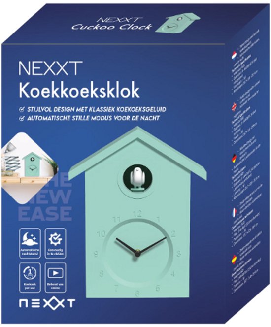 Coucou Nexxt - Vert clair - Horloge murale d'ambiance avec son - Volume réglable et mode nuit