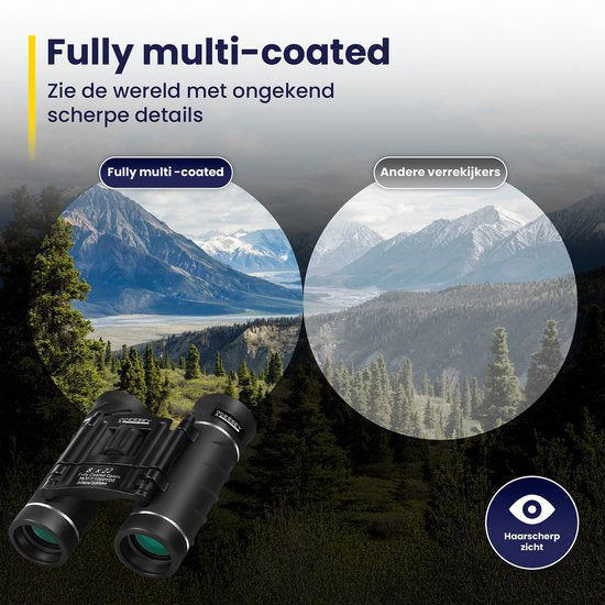 ODESSEY Jumelles compactes - avec étui, kit d'entretien et support de téléphone - 8x22 - FMC - BAK-7 - pour adultes et enfants