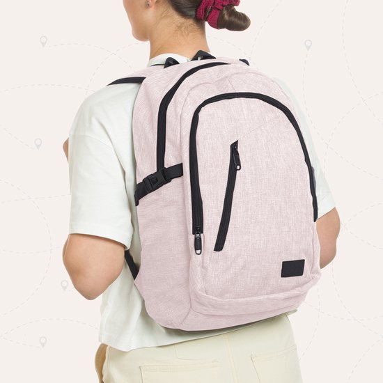 TRVLMORE Sac à dos - 25L - 15.6 Inch - Sac à dos pour ordinateur portable avec USB - Cartable - Homme et Femme - Sac Rose