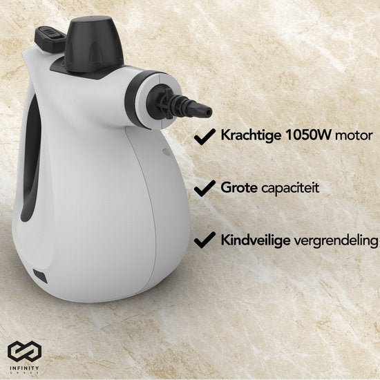 Infinity Goods Nettoyeur vapeur - Nettoyeur vapeur à main - Nettoyeur de taches - Sol, salle de bain, cuisine - Nettoyeur de tapis - 1050w