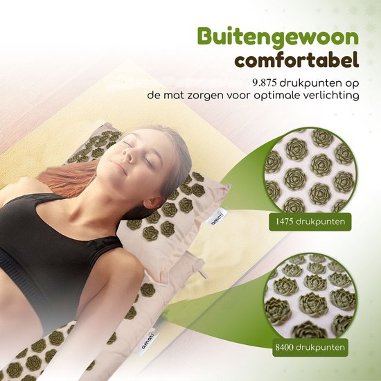 Tapis à ongles Amati Blue Lotus - Coussin et accessoires inclus - Beige