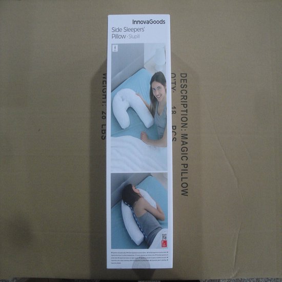 InnovaGoods Oreiller Relax Sleep - Oreiller ergonomique pour le corps - Oreiller en forme de U pour le sommeil latéral - 60% Polyester - Blanc