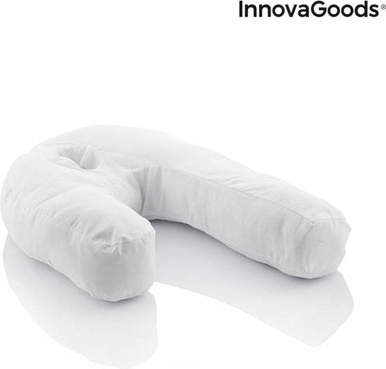 InnovaGoods Oreiller Relax Sleep - Oreiller ergonomique pour le corps - Oreiller en forme de U pour le sommeil latéral - 60% Polyester - Blanc