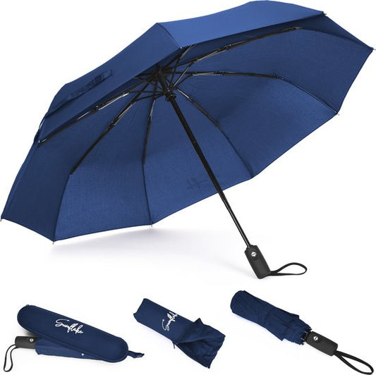 Parapluie pliable - Résiste à la tempête jusqu'à 140km/h - Pliage automatique - Housse de protection et pochette de voyage incluses - Bleu - Sunflake