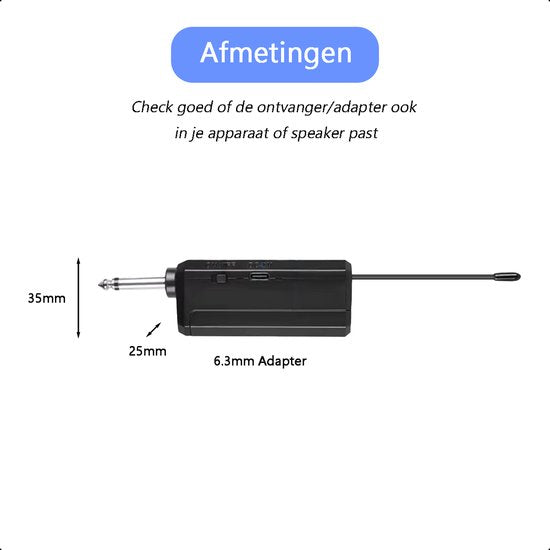 Tech Essentials Microphone sans fil - Récepteur USB-C - Karaoké - ASMR - Studio - Convient à la boîte de fête - Jack 3,5-6,3 mm