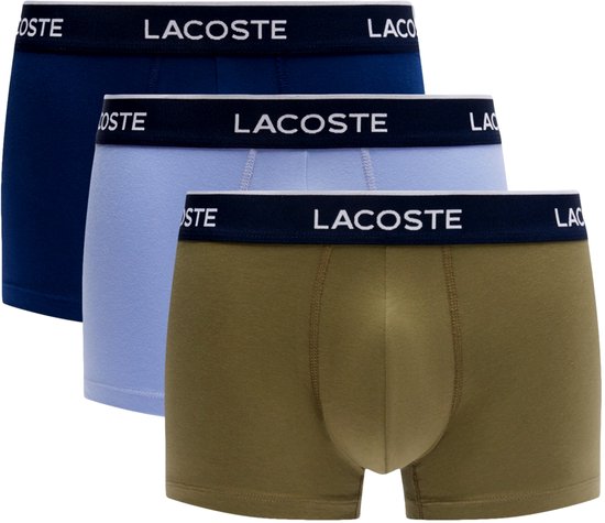 Lacoste Boxe Short Homme - 3 Pièces - Olive/Delphinium - Taille XL