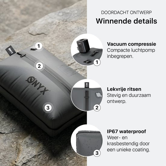 ONYX Aircube™ Vacuum Packing Cube - 1 pièce - Comprend une pompe de compression sans fil - Pour les valises et les sacs - Organisateur de valises - Compression des bagages et des sacs à dos - Gris