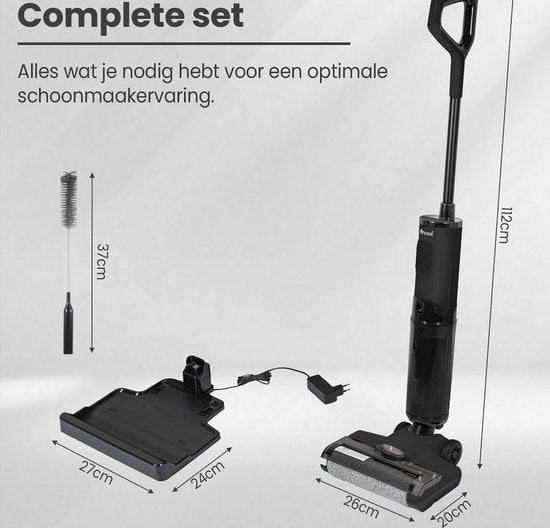 Nettoyeur de sols - 170W - Affichage, Station de nettoyage - Mop électrique - Gris - de Saaf