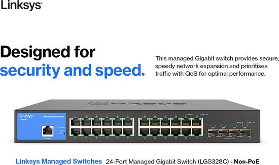 Linksys LGS328C - Commutateur réseau - Gigabit - Géré - 24 ports - 4 ports SFP+ - Noir