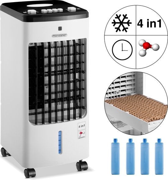 Monzana Ventilateur de climatisation mobile - 4 fonctions 3.5L - Blanc Noir