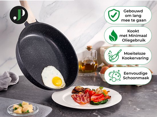 Just Perfecto 15 Piece Induction Cookware Set - Black Cookware Set With Lid For Gas and Induction - PFAS free - Cold grips